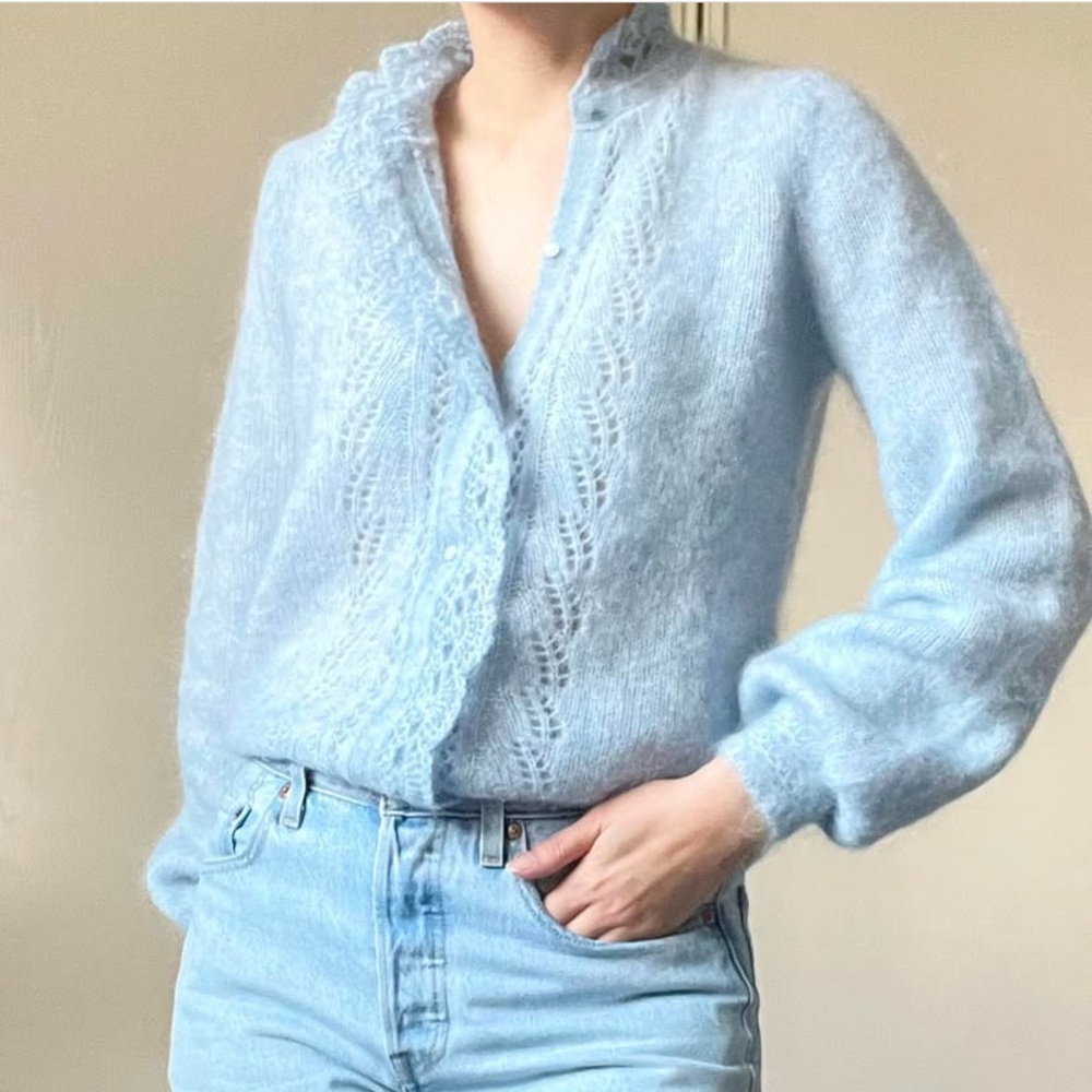 Sézane “Gilet Angie” Ciel blue Angie cardigan sweater